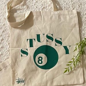 Green Stussy 8 ball tote bag